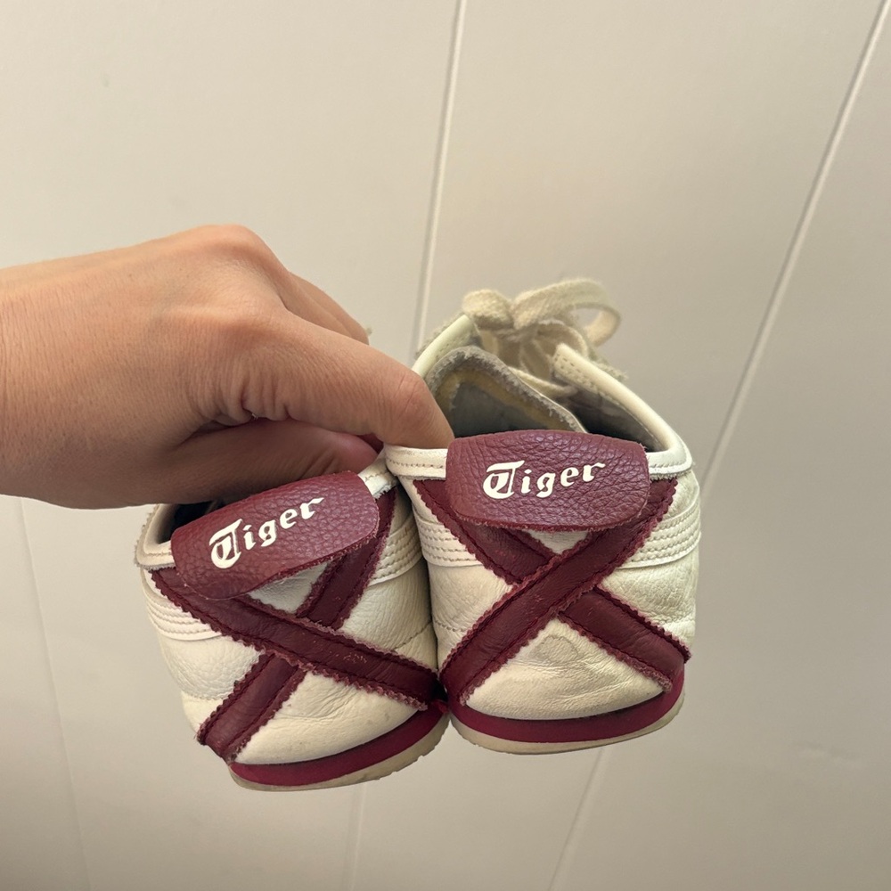 Cream and maroon Onitsuka Tiger Mexico 66 Sneakers - Picture 4 of 6